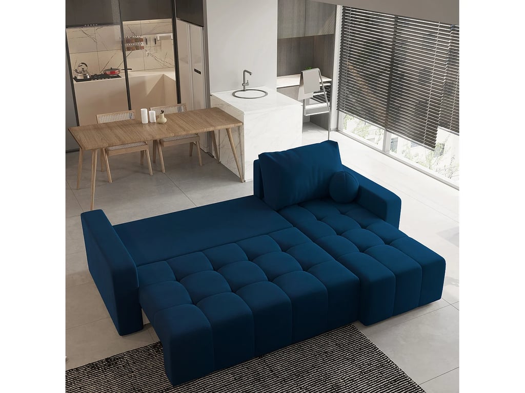 Volira canapé convertible 3 places tissu bouclette bleu - Vue supplémentaire 3