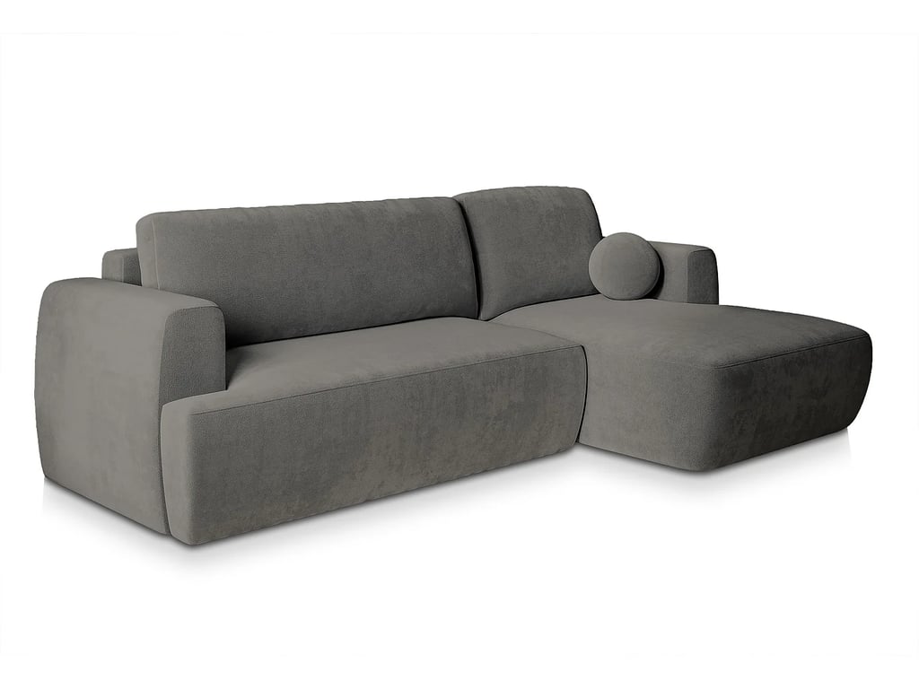 Senti canapé d'angle convertible droit 3 places tissu bouclette gris - Vue supplémentaire 1