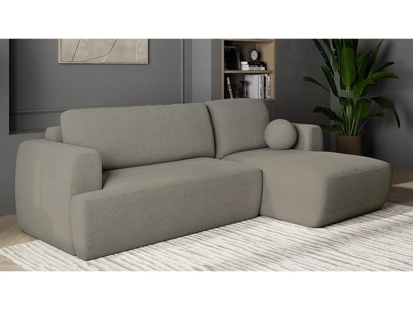 Senti canapé d'angle convertible droit 3 places tissu bouclette gris