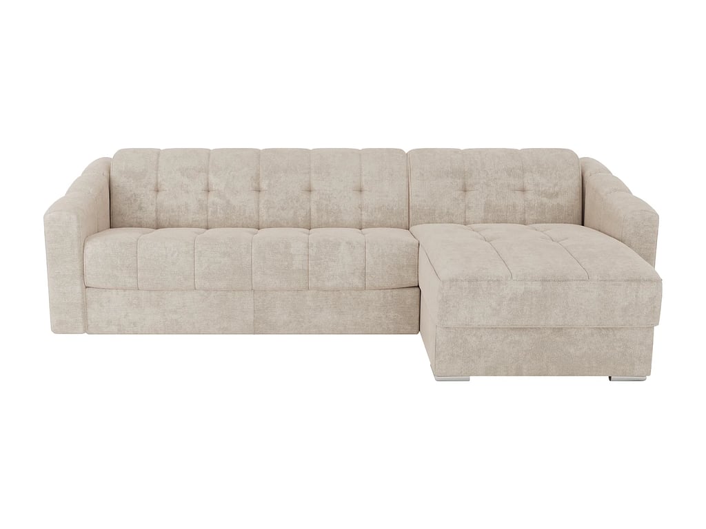 Darielo - Canapé d'angle convertible réversible 5 places tissu texturé beige - Vue supplémentaire 1