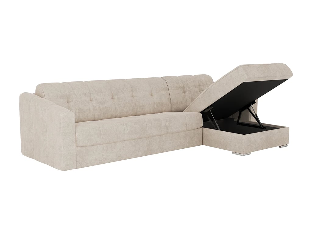 Darielo - Canapé d'angle convertible réversible 5 places tissu texturé beige - Vue supplémentaire 2