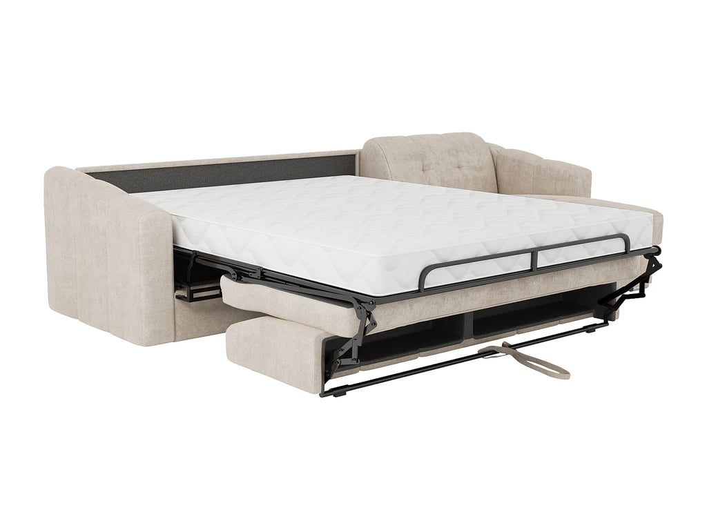 Darielo - Canapé d'angle convertible réversible 5 places tissu texturé beige - Vue supplémentaire 3