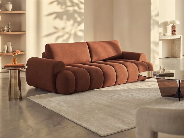 Fridora canapé convertible 4 places tissu terracotta