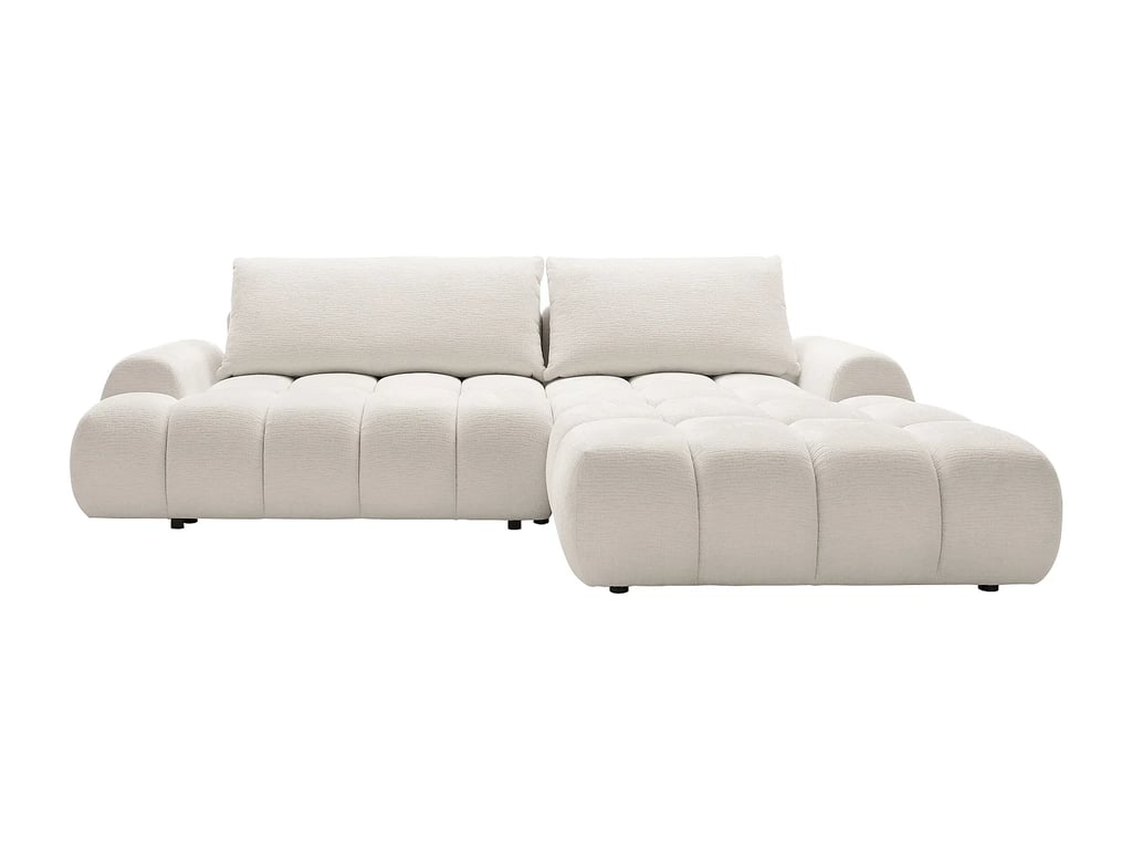 Farneta canapé d'angle convertible droit 5 places tissu chenille beige - Vue supplémentaire 2