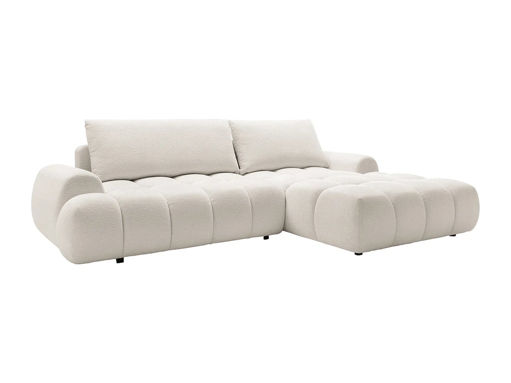Farneta canapé d'angle convertible droit 5 places tissu chenille beige - Vue supplémentaire 3