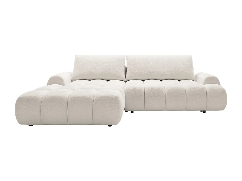 Farneta canapé d'angle convertible gauche 5 places tissu chenille beige - Vue supplémentaire 2