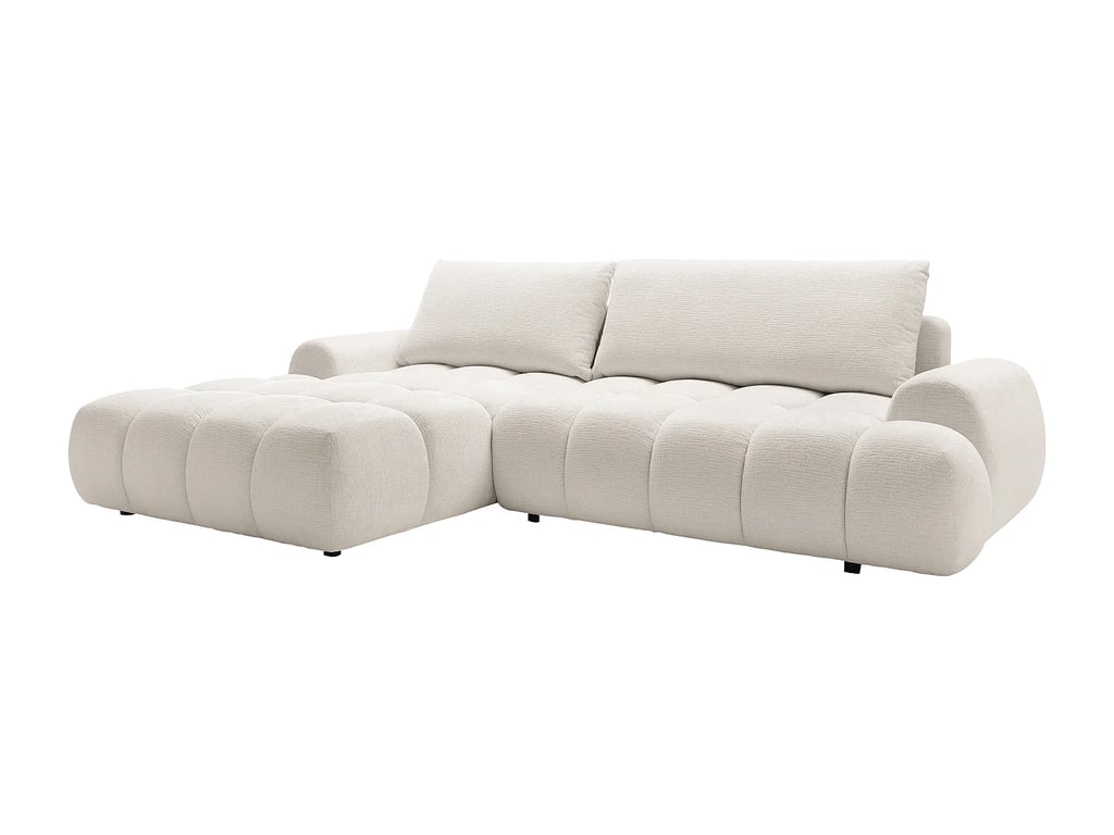 Farneta canapé d'angle convertible gauche 5 places tissu chenille beige - Vue supplémentaire 3