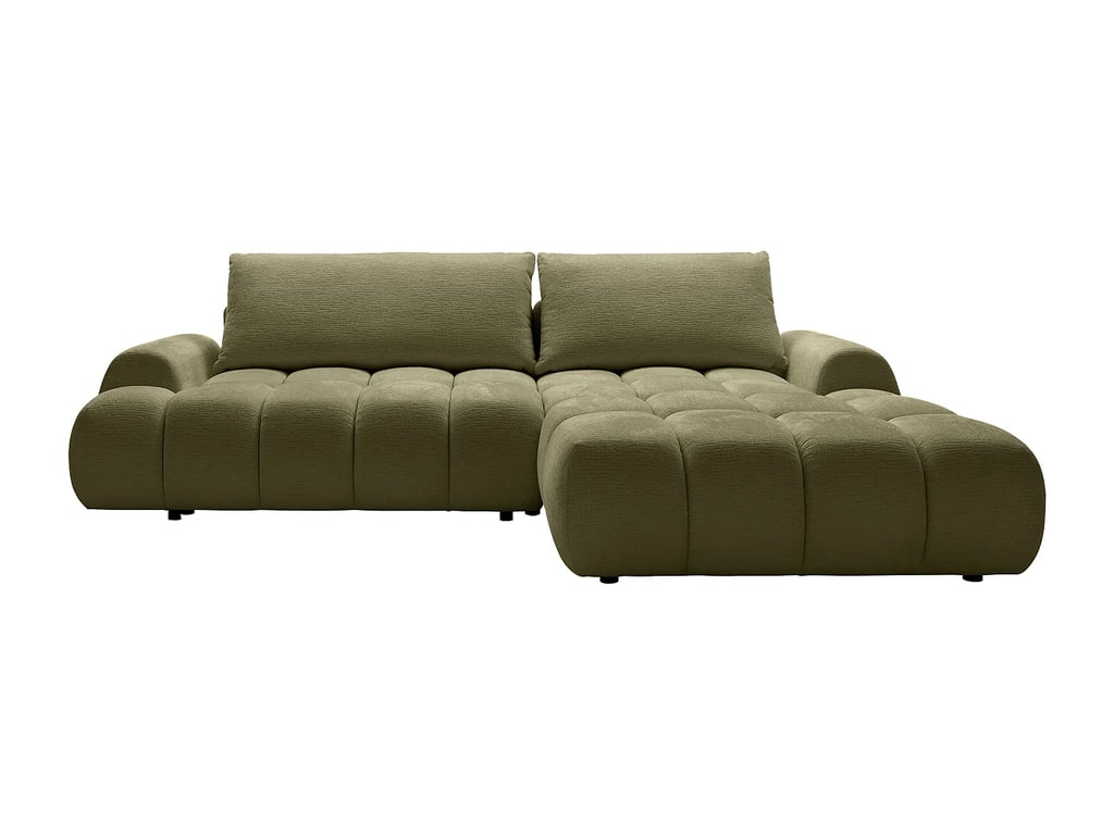 Farneta canapé d'angle convertible droit 5 places tissu chenille vert - Vue supplémentaire 2