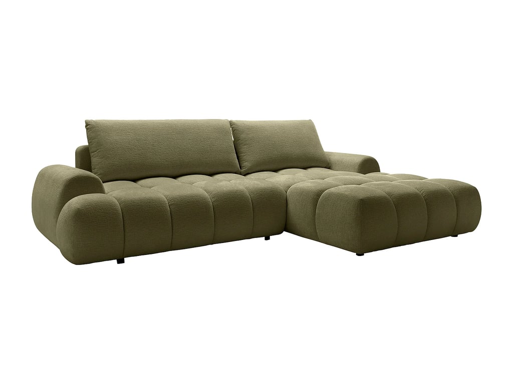 Farneta canapé d'angle convertible droit 5 places tissu chenille vert - Vue supplémentaire 3
