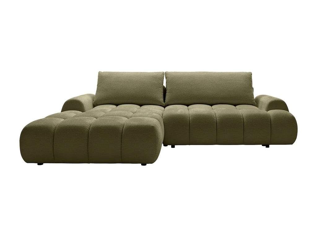 Farneta canapé d'angle convertible gauche 5 places tissu chenille vert - Vue supplémentaire 2