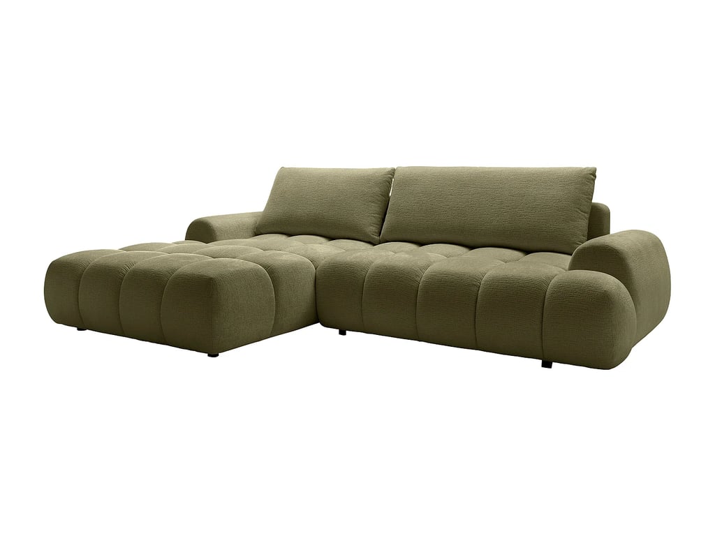 Farneta canapé d'angle convertible gauche 5 places tissu chenille vert - Vue supplémentaire 3