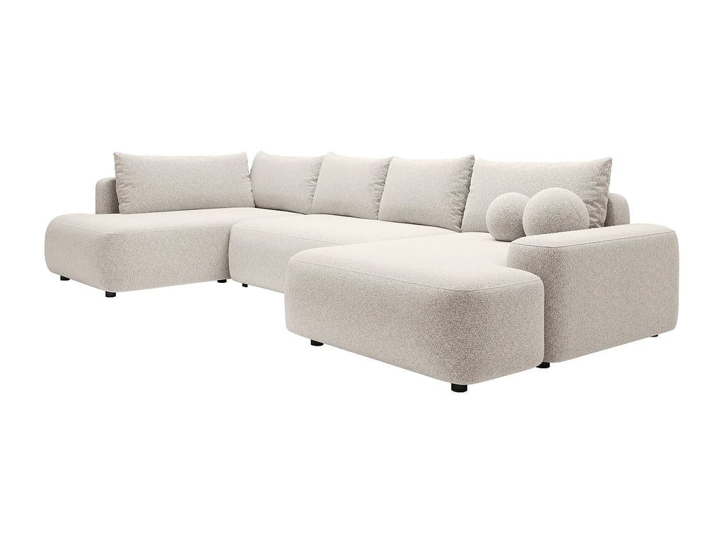Daviso canapé panoramique convertible droit 8 places tissu chiné beige - Vue supplémentaire 2