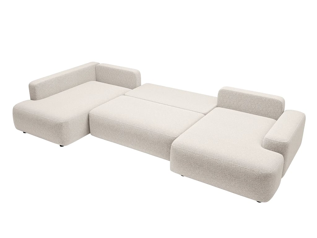 Daviso canapé panoramique convertible droit 8 places tissu chiné beige - Vue supplémentaire 3