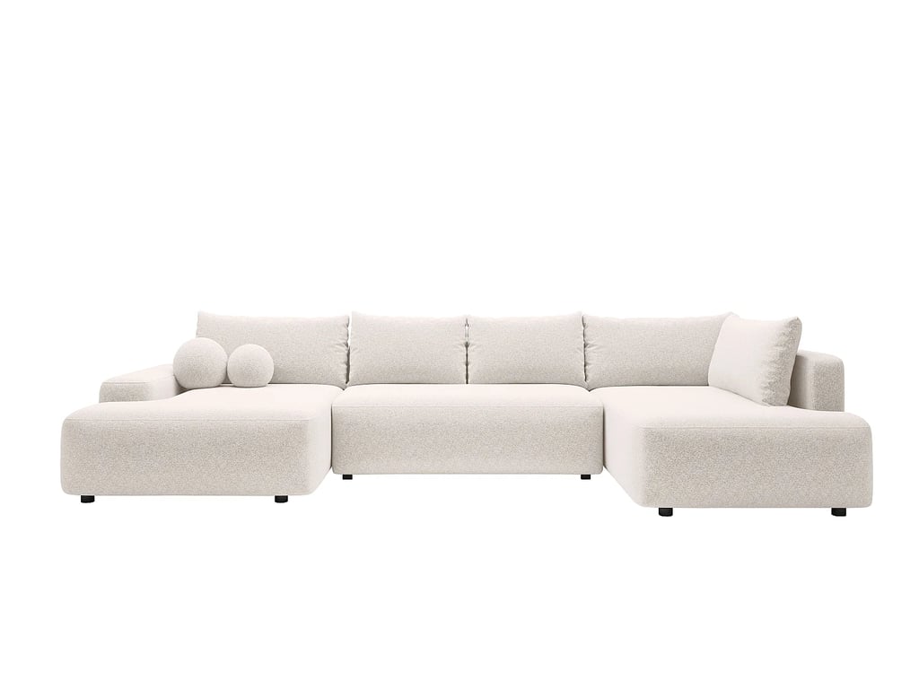 Daviso canapé panoramique convertible gauche 8 places tissu chiné beige - Vue supplémentaire 1