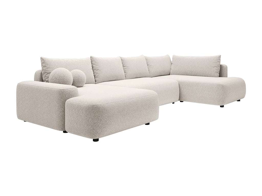 Daviso canapé panoramique convertible gauche 8 places tissu chiné beige - Vue supplémentaire 2