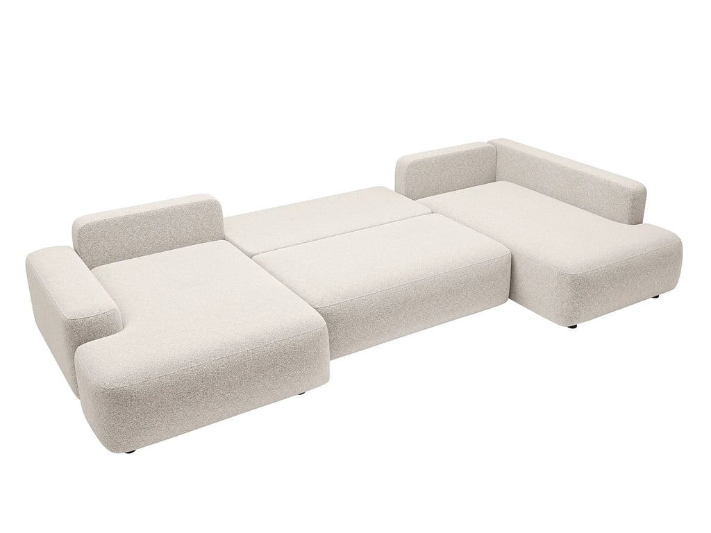 Daviso canapé panoramique convertible gauche 8 places tissu chiné beige - Vue supplémentaire 3