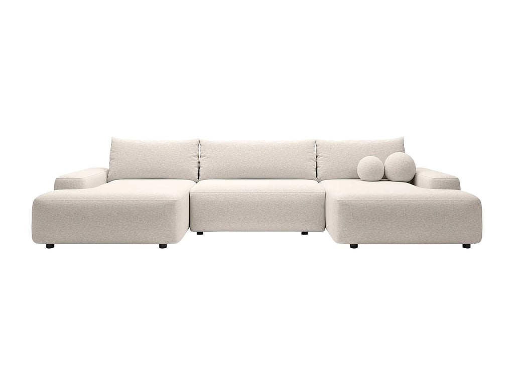 Daviso canapé panoramique convertible 7 places tissu chiné beige - Vue supplémentaire 1