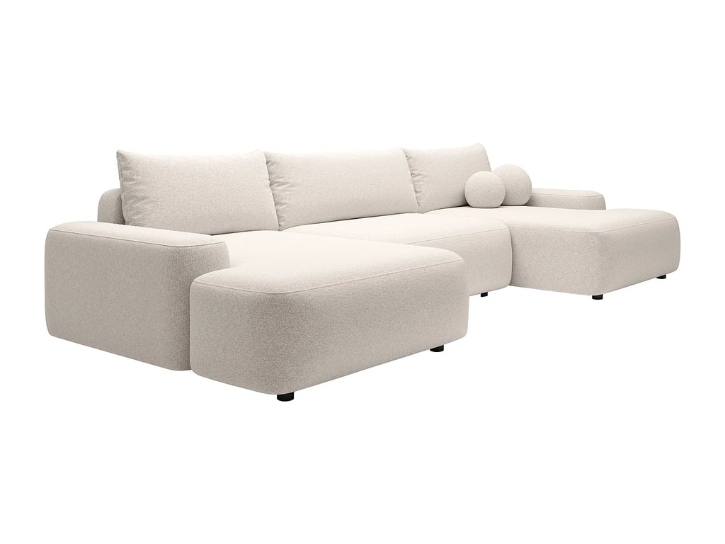Daviso canapé panoramique convertible 7 places tissu chiné beige - Vue supplémentaire 2
