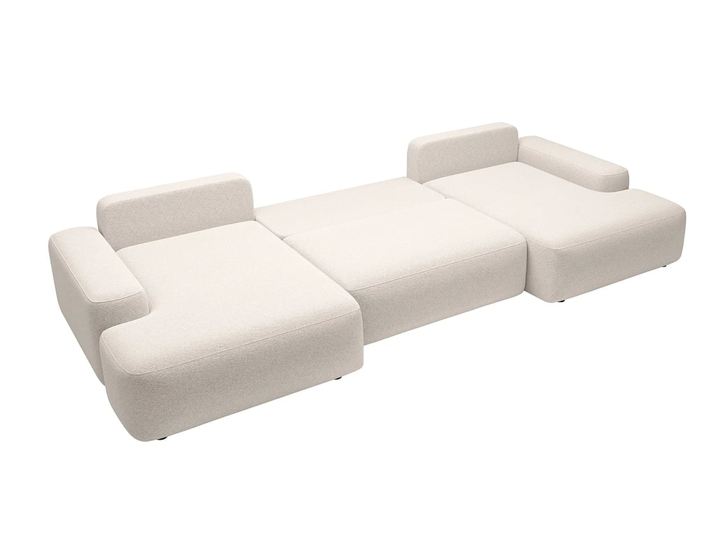 Daviso canapé panoramique convertible 7 places tissu chiné beige - Vue supplémentaire 3