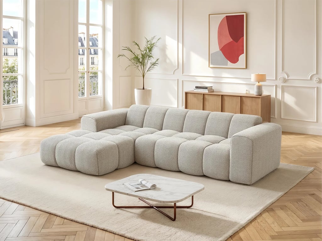 Produit similaire: Caleso canapé d'angle gauche 4 places tissu chenille beige