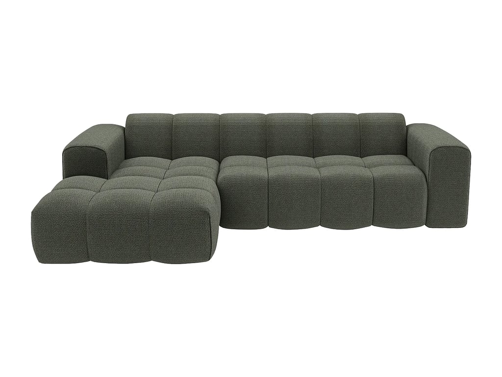 Caleso canapé d'angle gauche 4 places tissu chenille vert - Vue supplémentaire 1