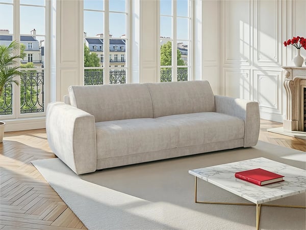 Vomera canapé convertible 3 places tissu chenille beige