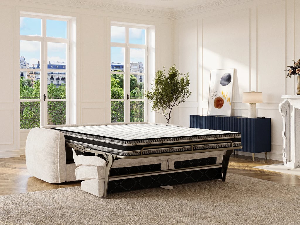 Selivo canapé convertible 3 places tissu chenille beige - Vue supplémentaire 1