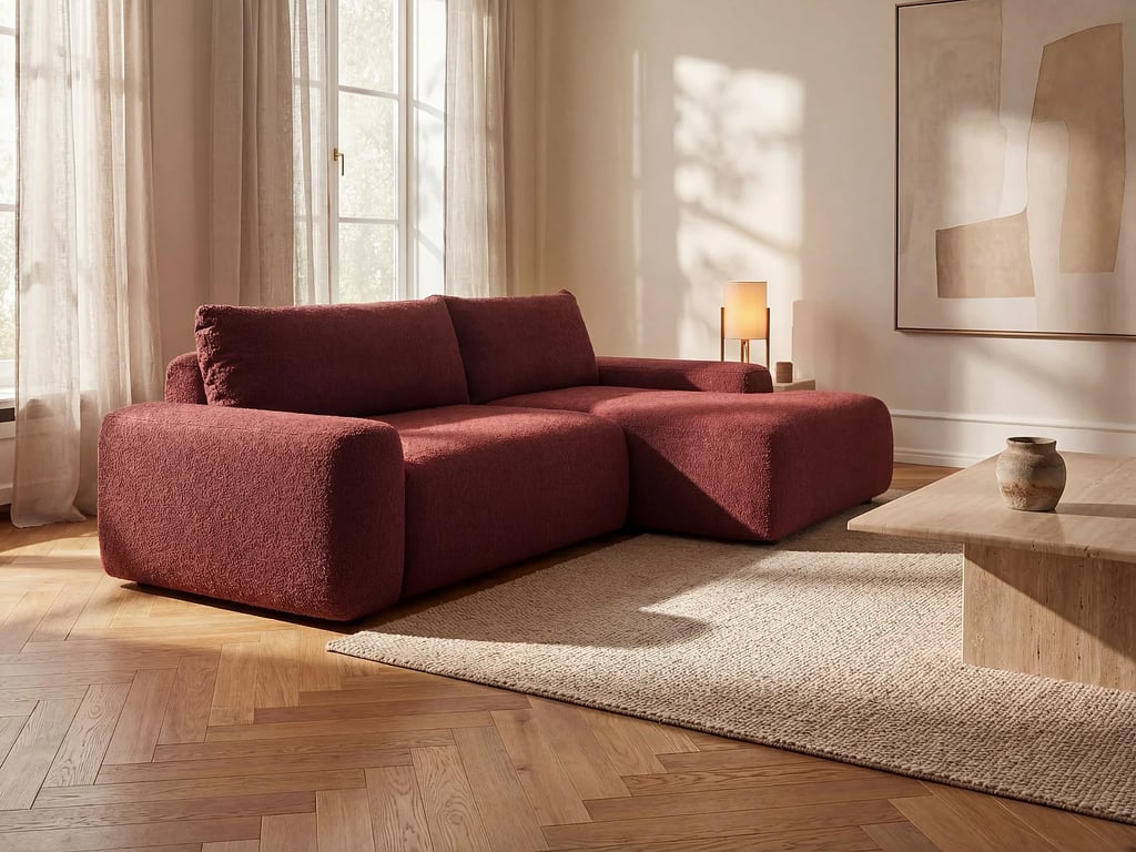 Produit similaire: Daviso canapé d'angle convertible droit 4 places tissu chenille rouge