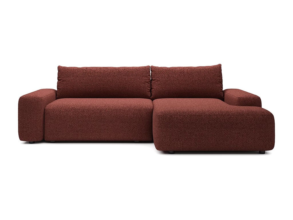 Daviso canapé d'angle convertible droit 4 places tissu chenille rouge - Vue supplémentaire 2