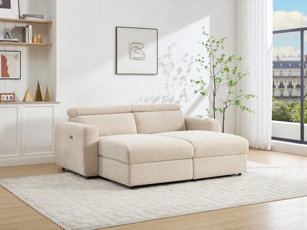 Beralda canapé 3 places tissu beige relax électrique