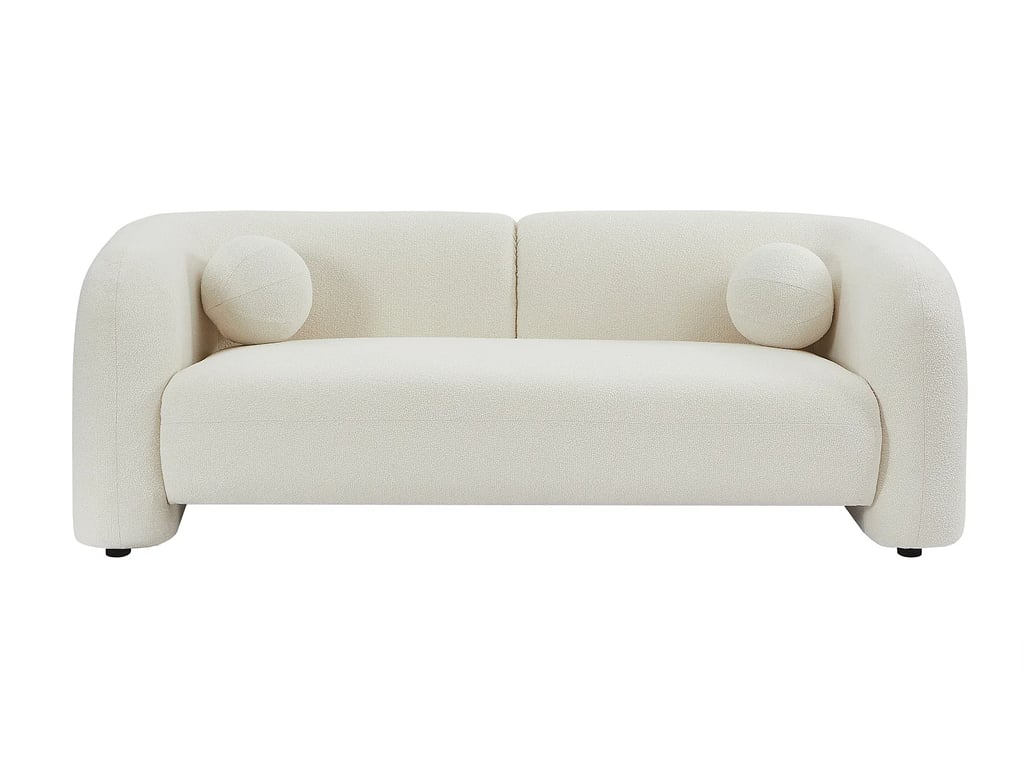 Ovotas canapé 2 places tissu bouclette blanc ivoire - Vue supplémentaire 1
