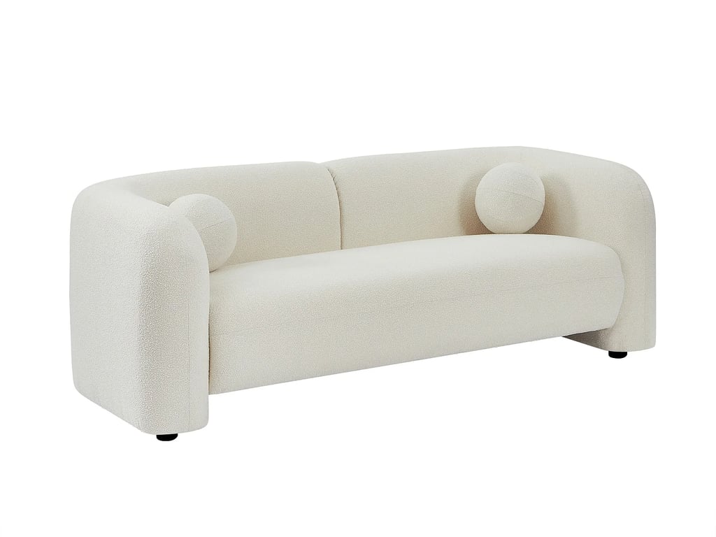 Ovotas canapé 2 places tissu bouclette blanc ivoire - Vue supplémentaire 2