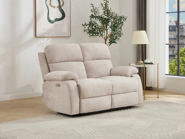 Koceni canapé 2 places chenille beige relax électrique