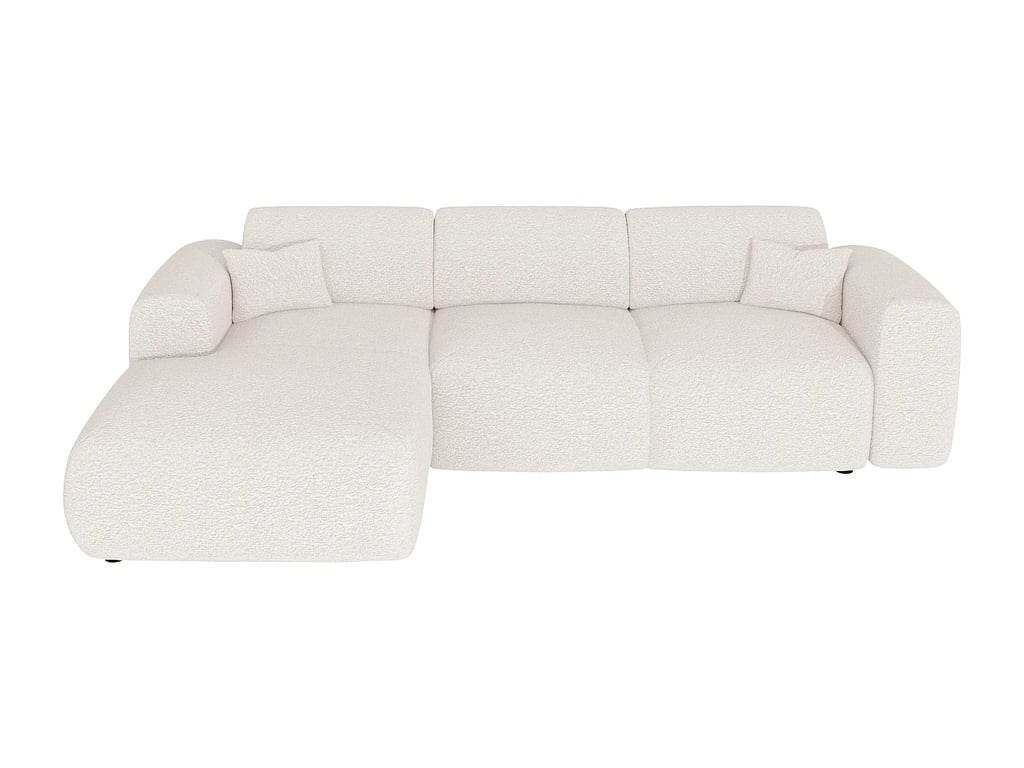 Pogni canapé d'angle convertible gauche 5 places tissu bouclette blanc - Vue supplémentaire 2