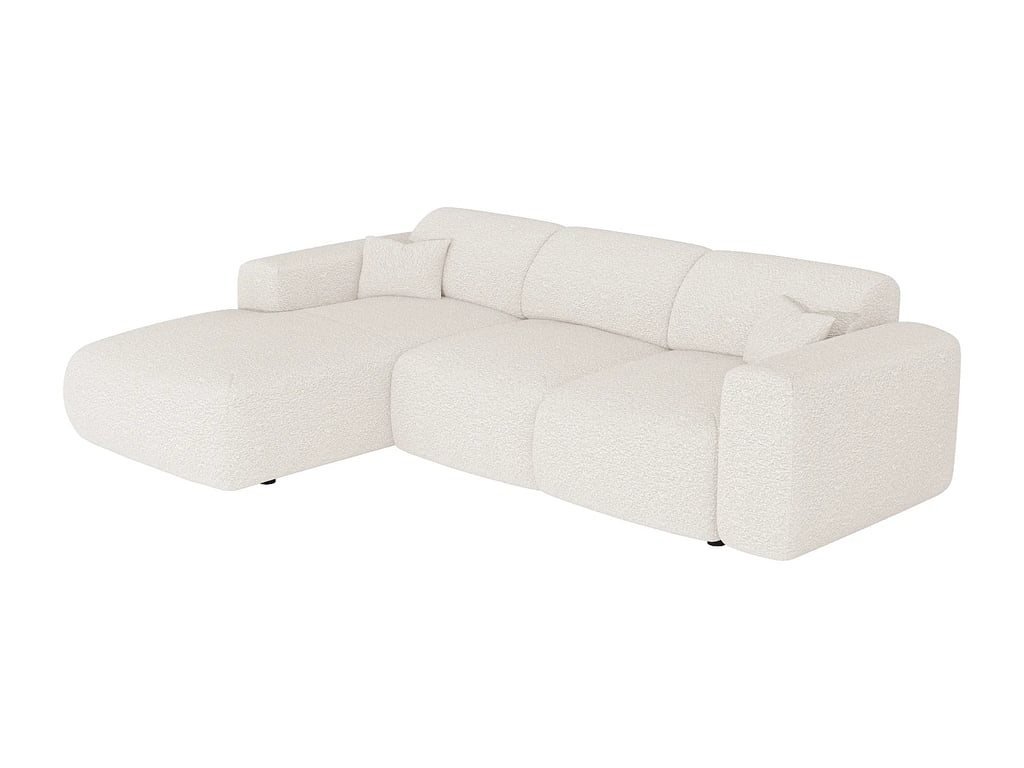 Pogni canapé d'angle convertible gauche 5 places tissu bouclette blanc - Vue supplémentaire 3