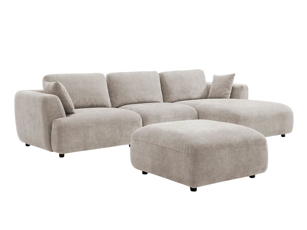 Tindralo canapé d'angle droit 6 places tissu beige - Vue supplémentaire 1