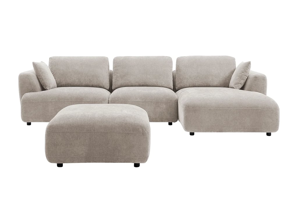 Tindralo canapé d'angle droit 6 places tissu beige - Vue supplémentaire 2
