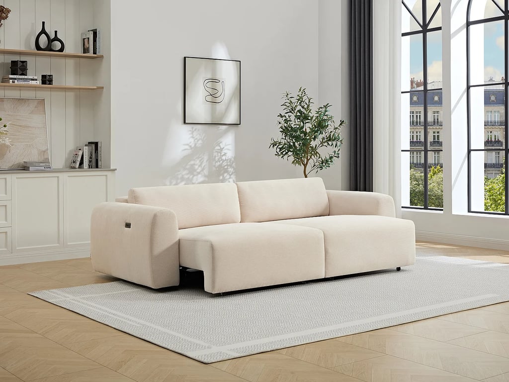 Pastaro canapé 4 places velours côtelé beige relax électrique - Vue supplémentaire 1
