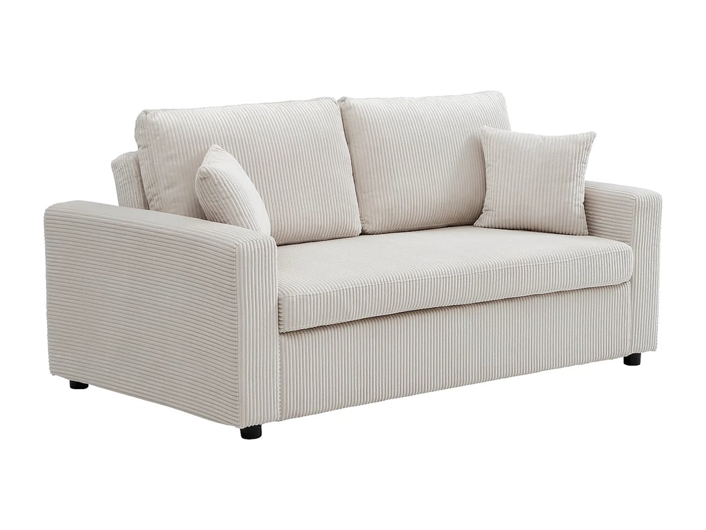 Inizor canapé convertible 3 places velours côtelé beige - Vue supplémentaire 2