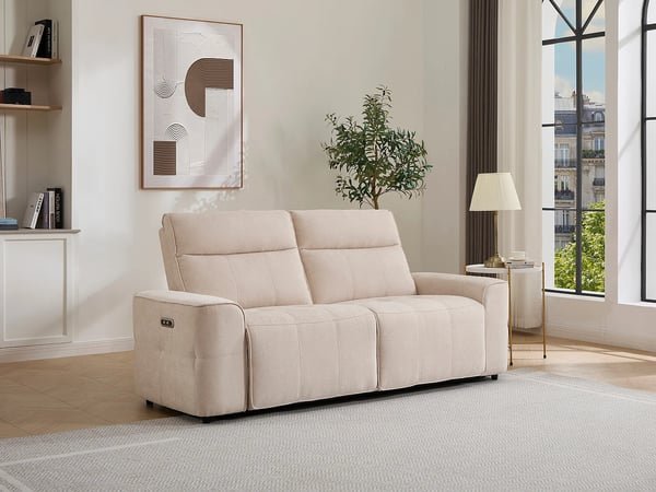 Scamoco canapé 3 places chenille beige relax électrique