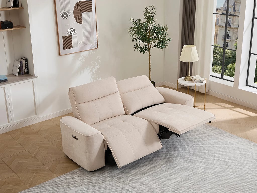 Scamoco canapé 3 places chenille beige relax électrique - Vue supplémentaire 1