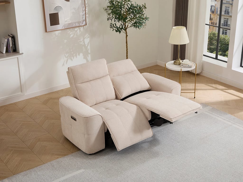 Scamoco canapé 2 places chenille beige relax électrique - Vue supplémentaire 1
