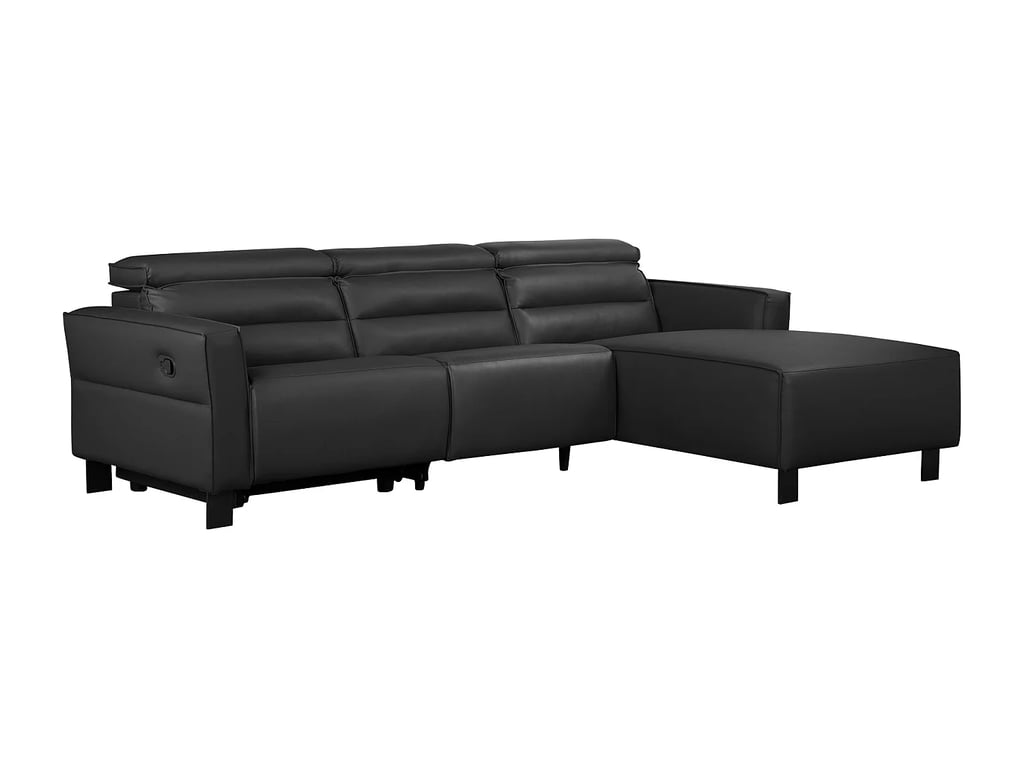 Canapé d'angle relax 3 places inclinable en simili cuir noir CARPARI
