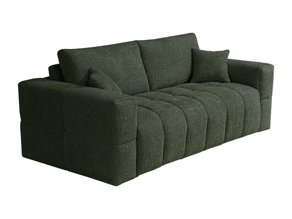Issoro canapé convertible 4 places tissu bouclette vert matelas 13 cm - Vue supplémentaire 1
