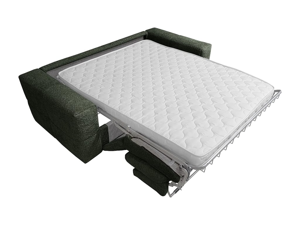 Issoro canapé convertible 4 places tissu bouclette vert matelas 13 cm - Vue supplémentaire 2