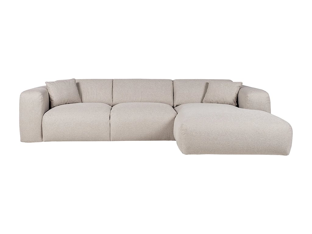 Pogni canapé d'angle convertible droit 5 places tissu chiné beige - Vue supplémentaire 3