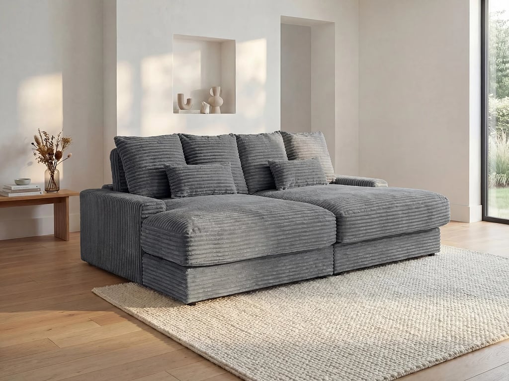 Produit similaire: Calazo canapé 3 places assise profonde velours côtelé gris anthracite