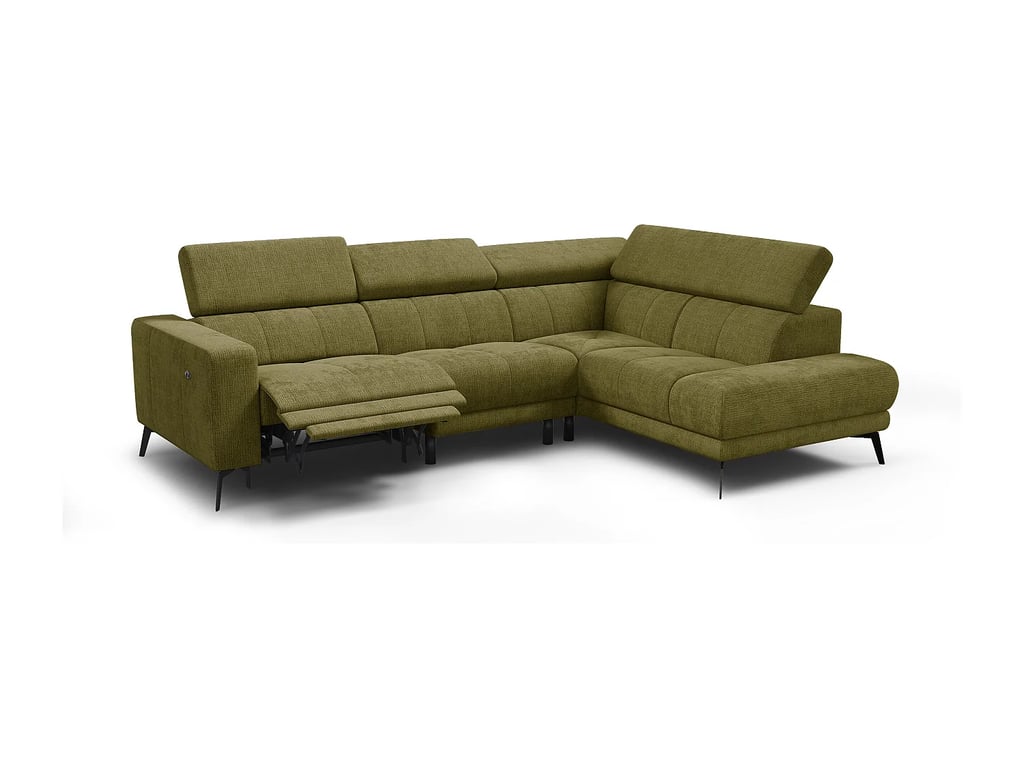 Morello canapé d'angle droit 5 places tissu vert relax électrique - Vue supplémentaire 1