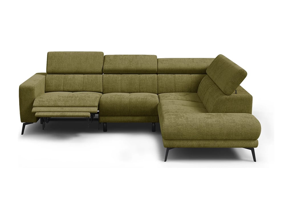 Morello canapé d'angle droit 5 places tissu vert relax électrique - Vue supplémentaire 2