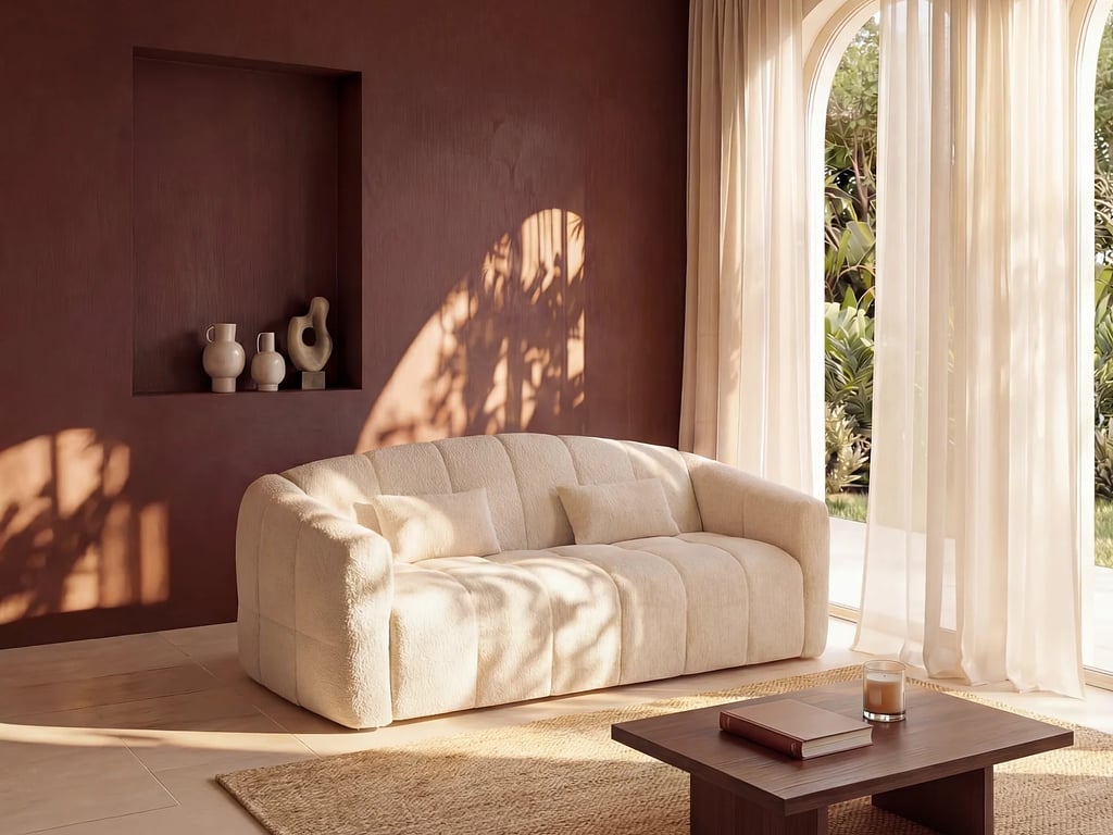 Produit similaire: Retuna canapé convertible 4 places tissu bouclette beige